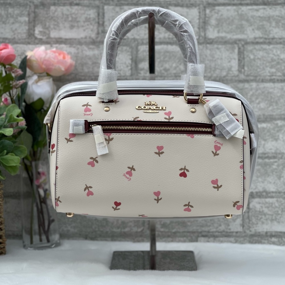 Coach Rowan Satchel in Heart Floral Print - Picture 2 of 12